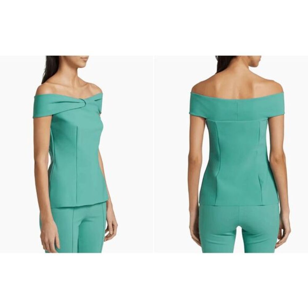 Chiara Boni Vedia Twist Front Off The Shoulder Blouse Pear Green Size 0 $395